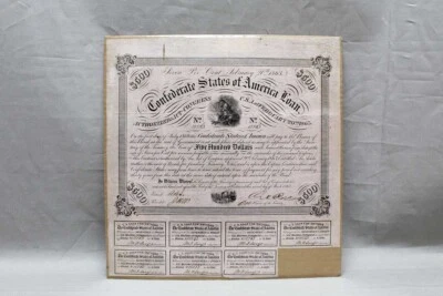 American CSA 1863 $500 Bond with Interest Notes . DWM320 - Image 1 of 4