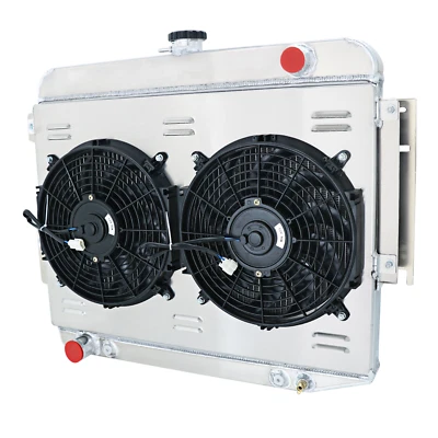 4 Row Radiator w/Shroud Fan For 1966-69,1968 Dodge Charger 500 R/T V8 Big Block. Foto 1 de 4