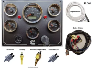 CUMMINS Six Gauge Cockpit - Complete Panel Kit (25 Feet Wiring Harness) - Picture 1 of 3