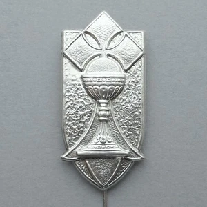 French, Antique Religious Brooch. Chalice Communion. Ermine. Pin, Badge. - Picture 1 of 5