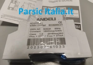 Energy Meter Sing. Phase Din-Rail Act.ADM25SC 220V 5(32)A 1600 imp / kWh ANDELI - Imagen 1 de 8