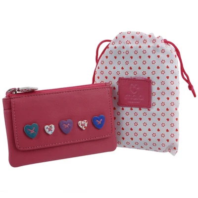 Ladies Leather Coin Purse/Wallet by Mala; Lucy Collection Handy Heart