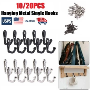 10/20x Wall Mounted Hook Hooks Single Coat Key Hanger Holder w/ Pieces Screws - Picture 1 of 19