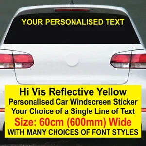 Reflective Yellow Personalised Car Van Sticker Window Custom Text Vinyl Decal - Picture 1 of 5