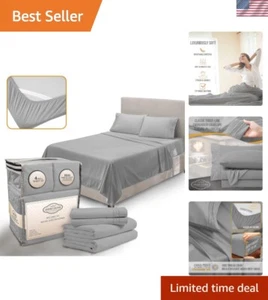 3-Piece Twin Bedding Set - Soft Light Gray Microfiber - Wrinkle & Fade Resistant - Picture 1 of 9