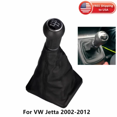 For Volkswagen Jetta 2002-2012 5 Speed Black Gear Shift Knob With Cover Boot - Image 1 of 4