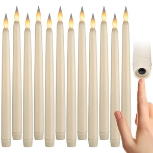 Candele LED conico senza fiamma in finta cera dall'aspetto realistico confezione da 12"" avorio alta 11"" pollici - Foto 1 di 7