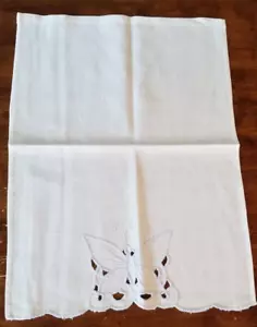 Table Runner Dresser Scarf Embroidered Blue Butterfly Cotton 19"x14" - Picture 1 of 8