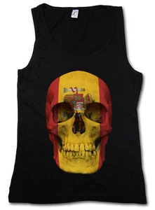 CLASSIC SPAIN SKULL FLAG TANK TOP - Totenkopf Schädel Banner Fahne Spanien Biker - Picture 1 of 2