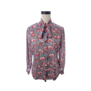 Vintage Retro Flower Print Button Down Kitten Bow Blouse Small Medium Top - Picture 1 of 5