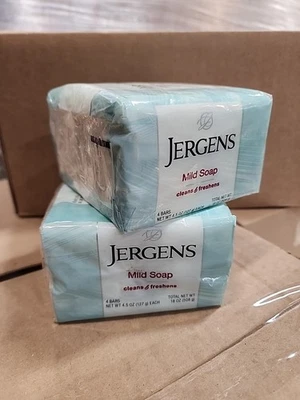 8x Lot Jergens Mild Soap 4.5 Oz Bars W/ Tallow & Tallowate (2x Pack of 4 Bars) - Image 1 of 4