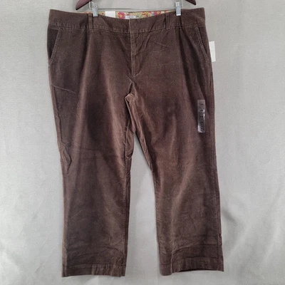 Pantalones Izod Talla 24W NUEVO Marrón Pana Recto Preppy Dark Academia Otoño Grapa Foto 1 de 4