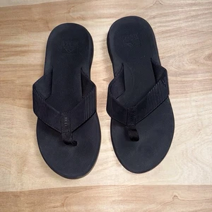 Reef “Anchor” Mens Flip Flop Black/Silver Size 11 w/ Arch Support - Picture 1 of 4