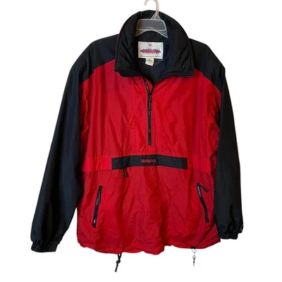 Obermeyer Men's Red Black Pullover Jacket Anorak Half Zip Pockets Size XL - Image 1 of 4