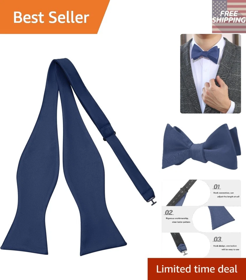 Pajarita de lujo azul marino con corbata - Hecha a mano para el distinguido caballero Foto 1 de 4