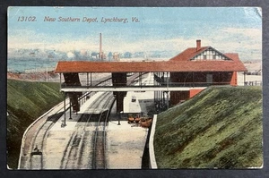 New Southern Railroad Depot Lynchburg Virginia antike VA Postkarte 1919 Ephemera - Bild 1 von 2