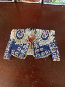 VTG Made Spain Ornate Matador Jacket Small Doll Xafmas Lined Sequins Fringe Blue - Picture 1 of 5