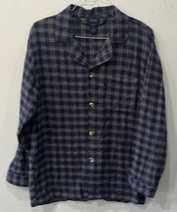 Nuevo con etiquetas Conjunto de pijama pantalones largos de manga larga IZOD para hombre 100 % algodón talla M azul marino a cuadros - Imagen 1 de 8