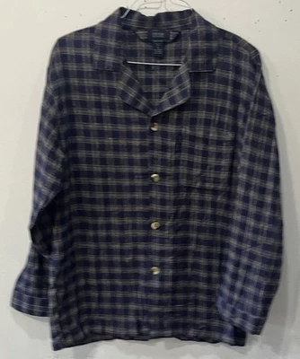 Nuevo con etiquetas Conjunto de pijama pantalones largos de manga larga IZOD para hombre 100 % algodón talla M azul marino a cuadros Foto 1 de 4