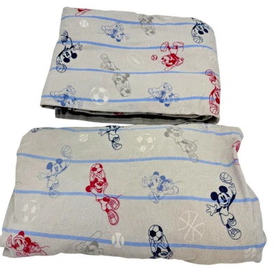 Лот из 2 Disney Jumping Beans простыня плоский простыня комплект Twin Mickey Mouse серый - Изображение 1 из 4
