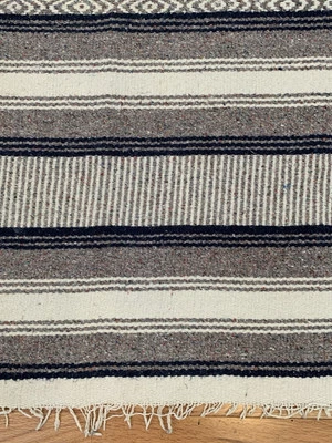 Hand-Woven Wool Rug 53” x 72” ~ Large Gorgeous Pristine Colors~ Pure Snow White! - Image 1 of 4