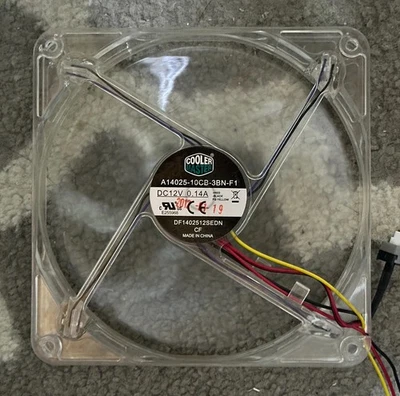 COOLER MASTER A14025-10CB-3BN-F1 DF1402512SEDN 14CM BLUE LED CLEAR FAN 12V 0.14A - Image 1 of 4