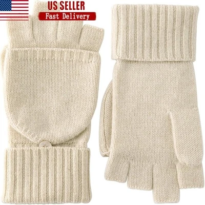 100% 羊绒手套无指针织温暖豪华礼物女式手洗新品 — 第 1/4 张图片