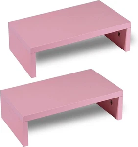Dual Monitor Stand 15 Inch, Pink Laptop with Plywood for 2 - Afbeelding 1 van 6