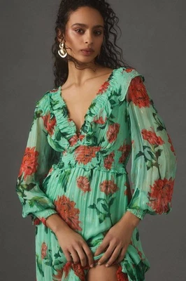 Anthropologie The Odetta Ruffled V-Neck Dress XS - Image 1 of 4