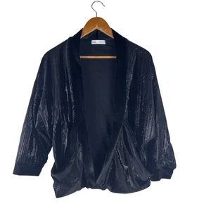 Zara Mädchen Pailletten Jacke Samtbesatz Party Glitzer Achselzucken Blazer Gr 11-12 - Bild 1 von 6