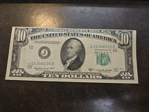 1950 D Kansas City, MO $10 Federal Reserve Note Bill Ten Dollar Banknote NICE - Picture 1 of 10