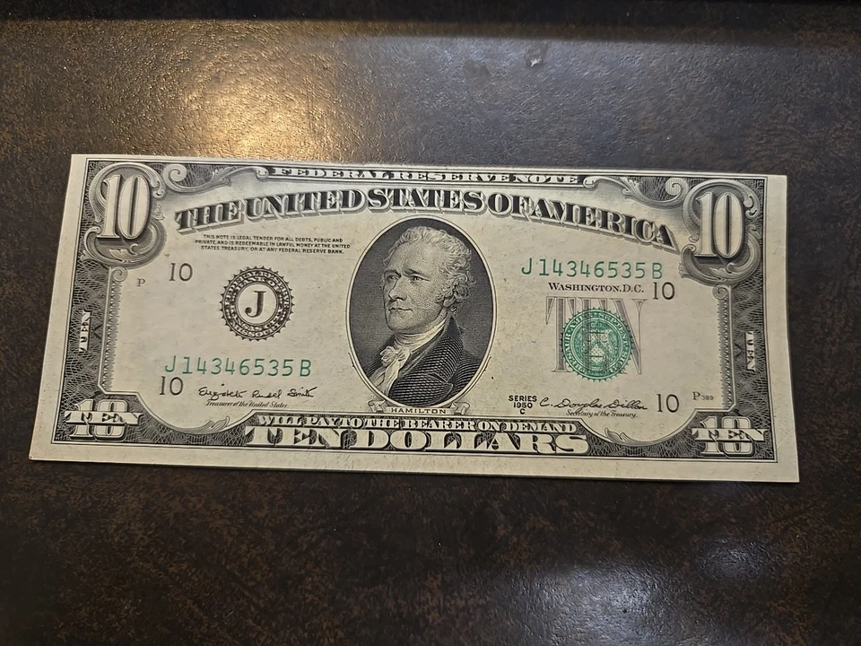 1950 D Kansas City, MO $10 Federal Reserve Note Bill Ten Dollar Banknote NICE - Image 1 of 4