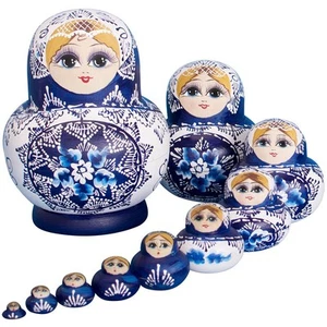 Sesyomr Russian Nesting Dolls for Kids Matryoshka Doll 10pcs Handmade - Picture 1 of 6
