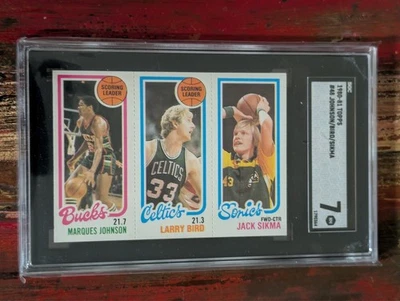 1980 - 81 Topps Johnson - Larry Bird - Sikma #48 SGC 7 NM - Image 1 of 2