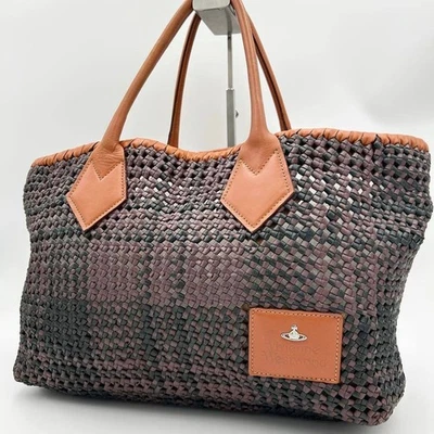 Сумка-тоут Vivienne Westwood круглая плетеная кожа шоколадно-коричневая - Изображение 1 из 4