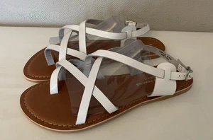 Dorothy Perkins - Jamie White Summer Cut Sandals -Leather -UK 8 - Wide Fit - NEW - Picture 1 of 7