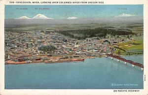 Postcard WA: Aerial View, Vancouver, Washington, Linen Posted 1942 - Picture 1 of 2