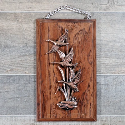 Placa de Pared 3D Tono Cobre Plástico Colas de Gato MCM Patos CADENA BASE MADERA Naturaleza De Colección Foto 1 de 4