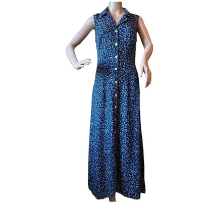 Vintage 90s Y2K All That Jazz Womens Floral Maxi Dress Waist Tie 9 Cottagecore - Image 1 of 4