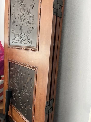 Divisor de habitación plegable de madera y metal de 3 paneles pantallas de privacidad de 6 pies de altura, separador Foto 1 de 2