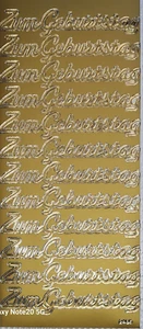 Gold 'Zum Geburtstag' Konturensticker Aufkleber Basteln Ziersticker - Bild 1 von 1