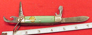 Vintage 3 1/4" 60s Girl Scout Translucent Green Pocket Knife Kutmaster Utica NY