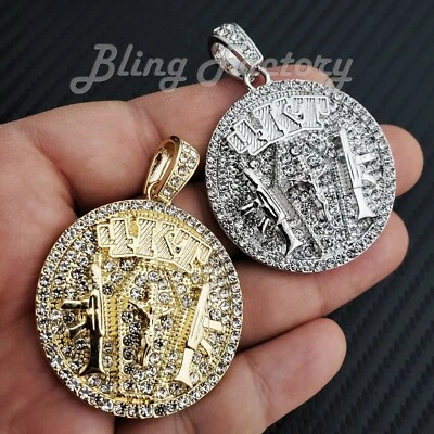 Colgante Hip Hop Chapado en Oro Helado Plata NBA YoungBoy 4KT Medalla Bling Dije  Foto 1 de 2