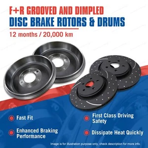 F + R Slotted Brake Rotors Drums for Holden Rodeo TF Series 4x2 4x4 88-96 - Picture 1 of 2
