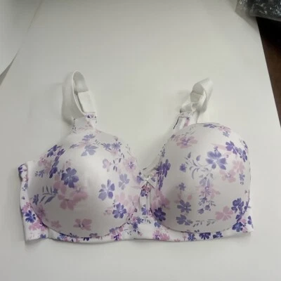 NWOT Comfort Choice Wireless Back Hook White Multi Bra Size 38D - Image 1 of 2