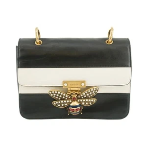 EBAY LIVE Gucci Black x Ivory Queen Margaret Leather Shoulder Bag #4622 - Picture 1 of 8