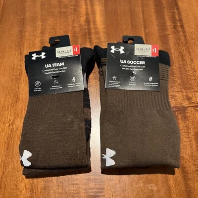 NUEVO Calcetines de fútbol Under Armour Over the Calf UA 2 pares marrón juvenil talla 13,5-4,5 Foto 1 de 4