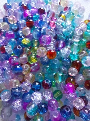 Lote mixto de cuentas de vidrio craquelado a granel suministro para hacer joyas 400 piezas + almacenamiento nuevo en caja  Foto 1 de 4