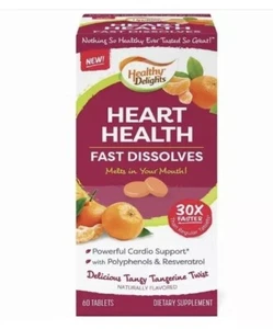 Healthy Delights Heart Health Fast Dissolves 60 Tablets Tangy Tangerine 9/2020 - Picture 1 of 5