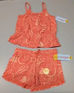 Cat & Jack Girls Tank Top & Shorts - Lot of 2 - Orange Fruit Size S (6/7) - Picture 1 of 4